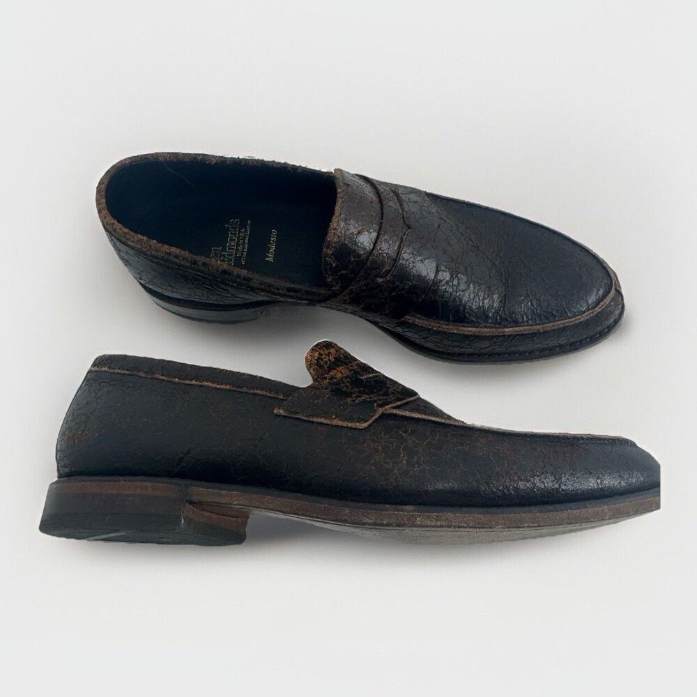 Allen Edmonds Modesto Loafers Shoes Intentionally Distressed Leather brown 8.5 D